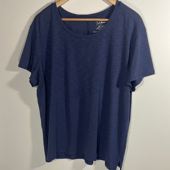 L.L. Bean Blue Short Sleeve Tee Relaxed Fit Crew Neck 2X Plus - Picture 1 of 4
